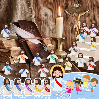Bamamon 30 Pcs Little Jesus Figures, Mini Jesus Loves You Figures Bulk - color: 10 Color*30 Jesus Loves You