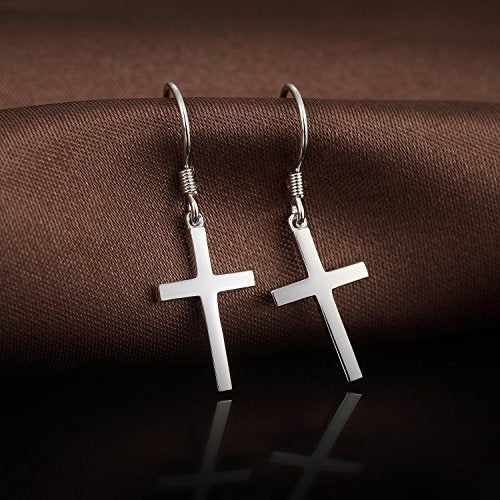 Han han 925 Sterling Silver Cross Earrings for Women and Men - style: B-Dangle cross earrings