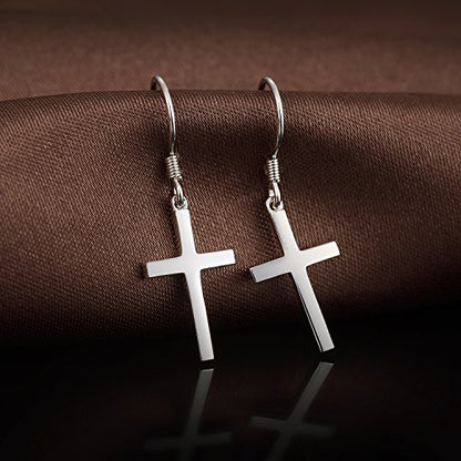 Han han 925 Sterling Silver Cross Earrings for Women and Men - style: B-Dangle cross earrings