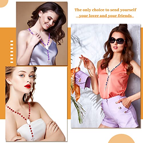 Taiyin 12 Set Sublimation Blanks Rosary Beads Necklace, Mixed Colors - color: Mixed Colors