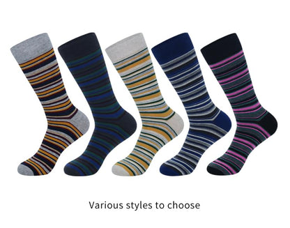 Men's Colorful Striped Dress Socks, 5-Pack Cotton, Sock Size 10-13 - color: 5