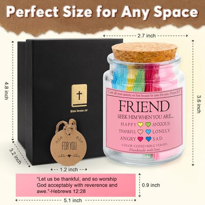 Best Friend Christmas Birthday Gifts for Men Male - BFF Gift for Her Him - Bestie Gift, Christian Xmas Present For Friends - Decorative Glass Inspirational Scripture Jar with 108 Bible Verse - style: Women-Friend