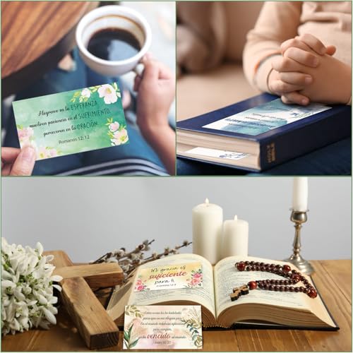 240 Pcs Spanish Bible Verse Cards Greeting Christian,Flower - style: Flower