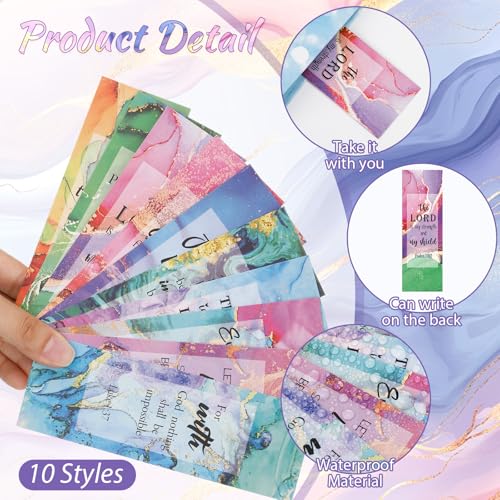 200 Pcs Christian Gift for Women Christian Accessories Include 50 Bible Verses Notebook 50 Church Bookmark 50 Ballpoint Pen Organza Bag Gift for Christmas Church Motivational (Marble) - style: Marble