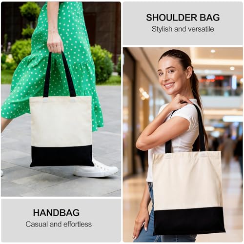 Canvas Tote Bag with Zipper, Halloween Trick or Treat Bags for Kids Bulk - color: [A1] Beige / Black