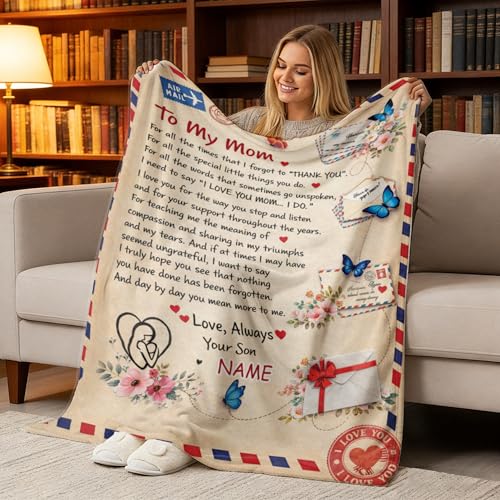 Personalized Letter Blanket to Mom, Custom Name Message Flannel Gift - color: Design29