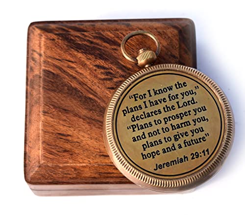 For I Know The Plans I Have For You, Jeremiah 29:11, Solid Brass Directional Engraved Compass, Baptism Gifts for Boys Girls, First Communion, Christian Gifts for Men, First Confirmation Gifts for Boys - style: #2 for I Know The Plans Compass