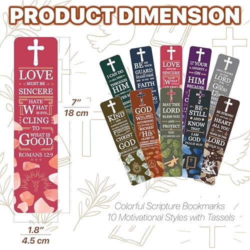 100 Pieces Paper Bible Verse Bookmarks with Tassels and Storage Box – Christian Religious Bookmarks Bulk with Scripture Quotes for Church, Reading Lover, Men, Women, Kids, Inspirational Faith Gifts
