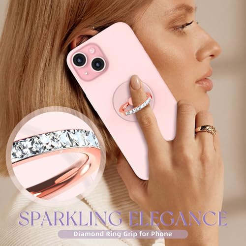 2 Pcs Jsoerpay Clear Phone Ring Holder with Diamond, Rose Gold - color: 2 Rose Gold Diamond