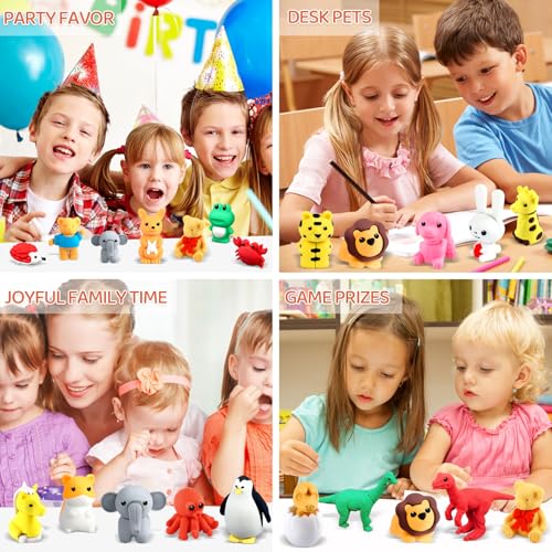 URSKYTOUS 81Pcs Animal Erasers Desk Pets for Kids,Classroom Prizes - style: 81Pcs