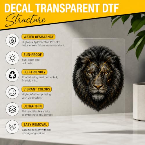 Lion of Judah Vinyl Decal, Christian Lion Car Window Sticker, Waterproof Transparent DTF Decal, Religious Lion Head Sticker for Truck Laptop Tumbler Christian Gift, 6 inches