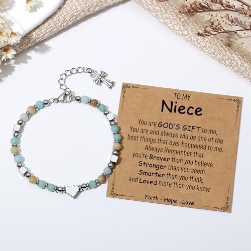 TONY & SANDY Christian Gifts for Women, Religious Cross Bracelet Faith Jewelry, Confirmation Baptism Christmas Birthday Gifts for Women, Unique Gifts for Teens Girls Kids Adults - style: Niece