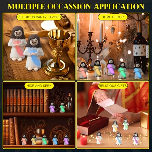 CroBlissful 100 Sets Mini Jesus Figurines Glow in Dark, Holding A Cross - style: Holding A Cross