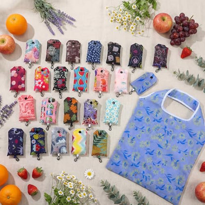 Paterr 24 Pcs Reusable Grocery Shopping Bags Foldable Bulk - style: Bright Style