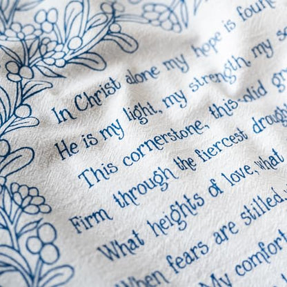 Little Things Studio - in Christ Alone Hymn Tea Towel, Dark Blue, 28 x 28 - color: In Christ Alone – Blue