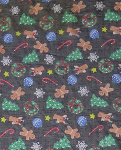 Lina & Lily Holiday Christmas Pattern Print Women's Infinity Scarf Lightweight - color: Black, Xmas Gingerbread Man Reindeer