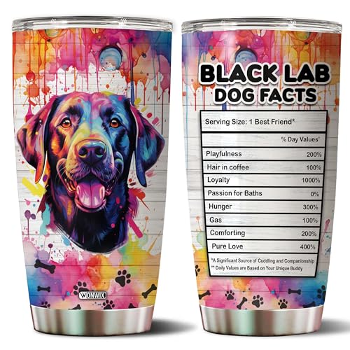Gifts for Black Lab Lovers 20 Oz Stainless Steel Tumbler Travel Coffee Mug Gift Ideas for Dog Lovers Owners Funny Facts Water Bottle - color: Black Lab