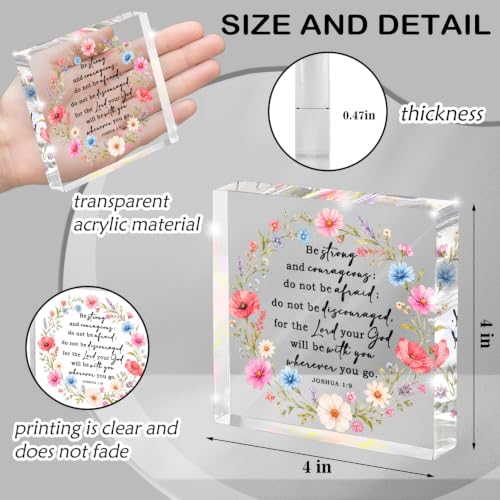 Bible Verse Decorative, Pastel Flowers Wreath Joshua 1:9 Be Strong And Courageous, Watercolor Floral Decorative Signage for Living Room Bedroom, Christian Desk Decor for Home Office - color: strong