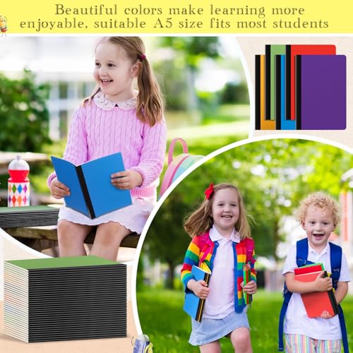 Handepo 100 Pack A5 Composition Notebooks 5"x8" Wide Ruled Notebook - color: Stylish Color, size: A5