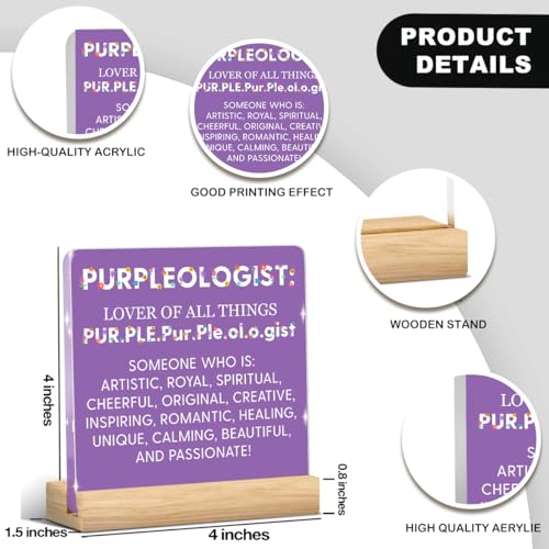 Purple Inspirational Gifts for Women Men,Motivational Desk Decor,Christmas Birthday Gifts for Coworker Friends Sister Purple Acrylic Office Home Signs Decorations - color: Purpleologist: Lover Of All Things Purple. Pur.Ple.O.Lo.Gist