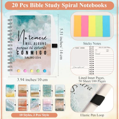 Kosiz 20 Set Christian Notebook with Pen for Woman(Watercolor, Neutral)