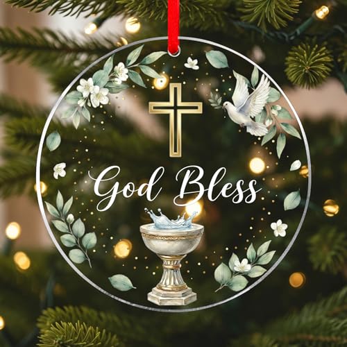 WhatSign Metal Christmas Cross Christian Ornament (Baptism-1) - color: Baptism-1