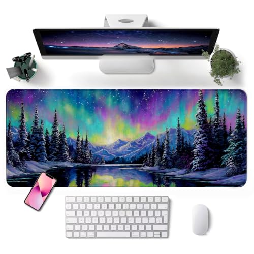 Mouse Pad, Desk Mat, 31.5x11.8in Large Mousepad, Aurora - color: Aurora