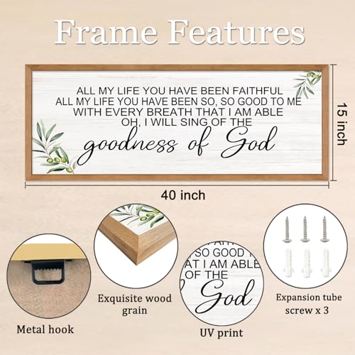 Foutcheou Goodness of God Christian Wall Decor, 40''×15'', Natural - color: Goodness of God Christian Natural, size: 40"L x 15"W