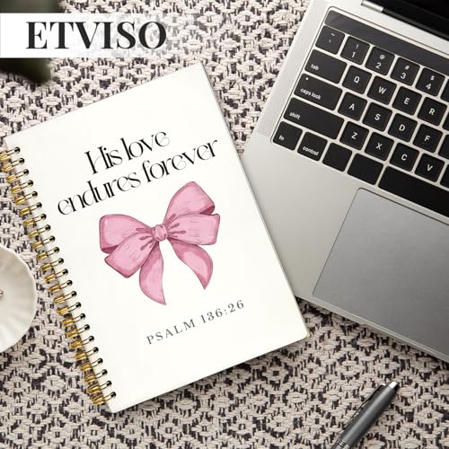 Retro Pink Coquette Bow Christian Notebook, Psalm 136:26 Bible Journaling, Religious Prayer Journal for Woman, Church Notes Notebook, Scripture Hardcover Spiral Notebooks 5.5x8.3 Inch - color: 05-Bible(06)