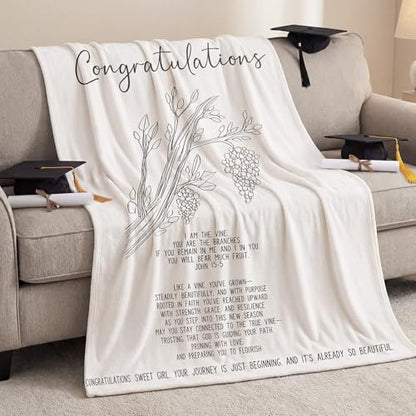 Graduation Gifts Blanket for Women Girl 2026 Congratulation Graduation Blanket Christian Faith Themed Throw Phd College Masters Degree Gifts 50"x 60" - style: Minimalist