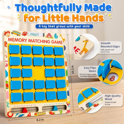 Matching Memory Game for Kids, Travel Toys Games Activities for 3 4 5 6 7 8 - color: Blue