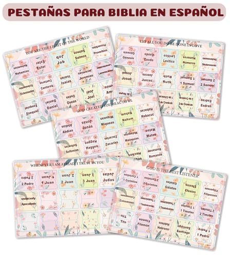 Spanish Bible Tabs for Women, Floral Design Personalized Bible Journaling Tabs, Large Print Bible Book Index Tabs Labels, Bible Study Supplies - style: Floral Spanish
