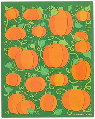 Carson Dellosa Pumpkin Stickers, 96 Pumpkin Stickers for Kids, Thanksgiving Crafts, Pumpkin Craft, Reward Stickers, and Motivational Stickers, 6 Sheets of Halloween Stickers for Kids - style: Pumpkins