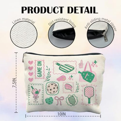 Pickleball Lover Player Gifts for Women Canvas Makeup Bag - color: pickleball