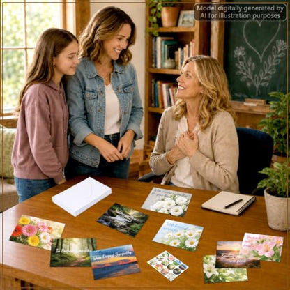OBUSATT 48Pack Christian Sympathy Cards with Envelop Floral Religious Card