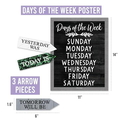 Classroom Calendar Set Bulletin Board Decorations, 98pc School Calendar Set - color: Farmhouse Grey