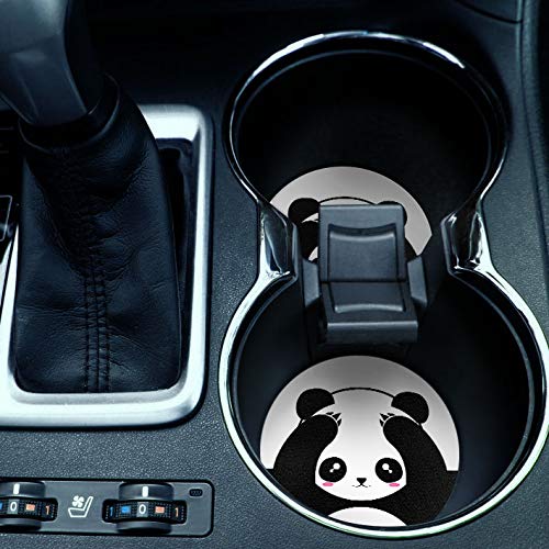 , Panda Bear Black White Style Design Absorbent ROUND Fabric Felt Neoprene Car Coasters for Drinks, 2pcs Set - color: Panda Bear Black White Style