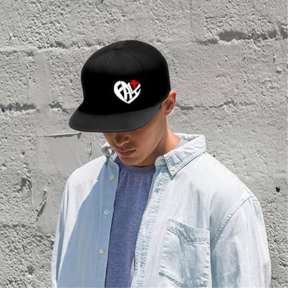 Skull Flat Bill Hats for Men Women Adjustable Dad Trucker Hat Skeleton Snap Backpack Hats for Hip-hop Running Cycling - color: Faith Heart
