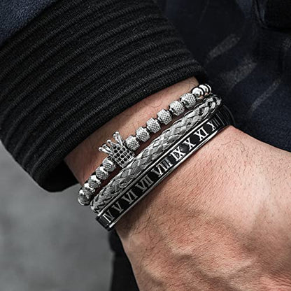 WFYOU Stainless Steel Bracelets for Men Gold Cuff Bracelet Birthday Gifts - color: Silver 10