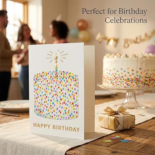 100 Pack Birthday Cards Bulk with Envelopes & Stickers, Large 5x7 Assorted Happy Birthday Cards, 300gsm Thick Cardstock, Gold Foil Designs, Blank Inside, Storage Box Included
