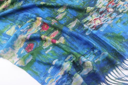 Umjetnost Soft Cashmere Feel Scarf For Women Winter Warm Scarves Large Shawl Wrap Monet Van Gogh Art Print - color: C16 Blue&green
