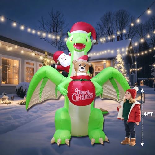9 FT Giant Dinosaur Christmas Inflatable Decorations,with LED Lights - Santa Riding Dinosaur Christmas, Heavy-Duty Blower for Indoor/Outdoor Holiday Party Decor Weatherproof, Eye-Catching Xmas Display - style: Dinosaur