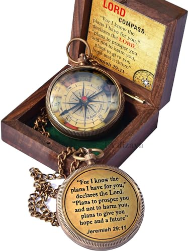For I Know The Plans I Have For You, Jeremiah 29:11, Solid Brass Directional Engraved Compass, Baptism Gifts for Boys Girls, First Communion, Christian Gifts for Men, First Confirmation Gifts for Boys - style: #4 for I Know The Plans Compass