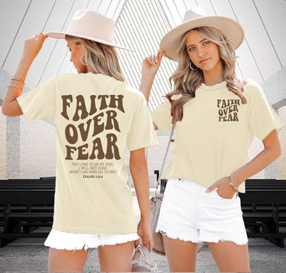 Christian Shirts for Women Bible Verse Shirt Jesus Faith T-Shirt Inspirational Religious Gift Tee Tops - color: Apricot1, size: Medium