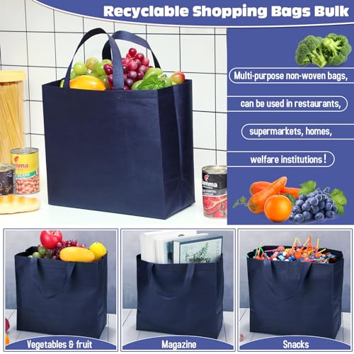 Windyun Reusable Grocery Bags Non Woven with Handles - color: Navy Blue
