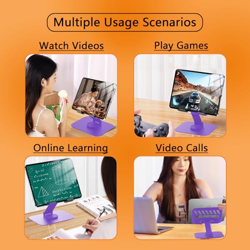 Metal Tablet Stand Holder Adjustable for iPad Kindle Tab, Purple - color: Purple