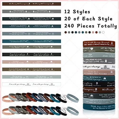 Unittype 240 Pcs Bible Verse Bracelets Bulk Christian Gift, Classic Color - color: Classic Color