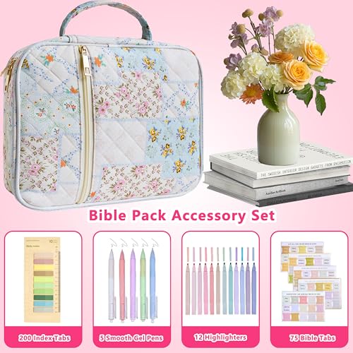 Bible Cover for Women (Spliced Flower, Large-Bag Set) - color: A1 Spliced Flower Set