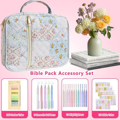 Bible Cover for Women (Spliced Flower, Large-Bag Set) - color: A1 Spliced Flower Set