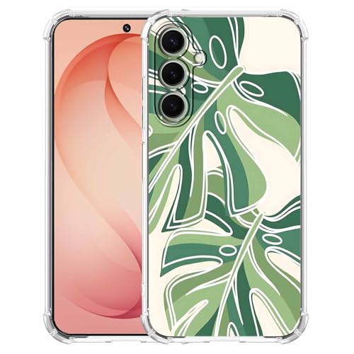 Monstera Leaves Case for Samsung Galaxy S26,Minimalist Plant Line Art Pattern,Trendy Soft TPU Bumper Phone Cover,S26 - color: Monstera Leaves